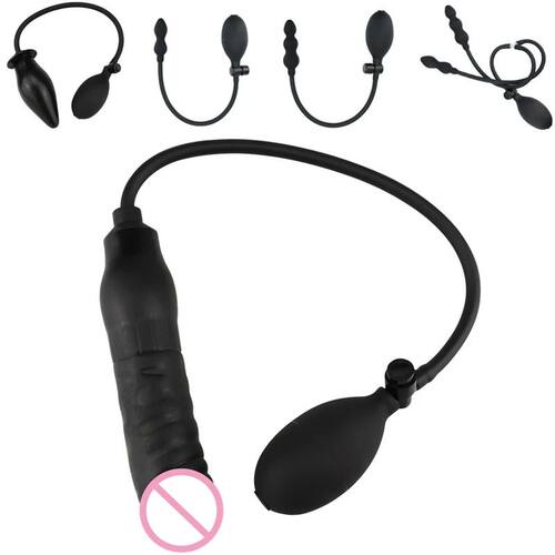 Plug anal inflável de silicone para mulheres e homens, dild