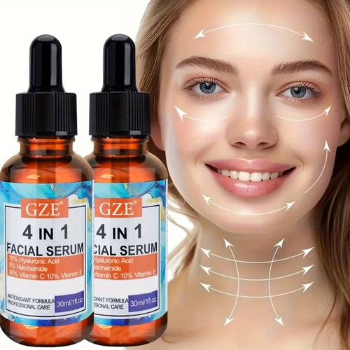 2pcs GZE 4-in-1 Face Serum with Hyaluronic Acid, Peptides, V