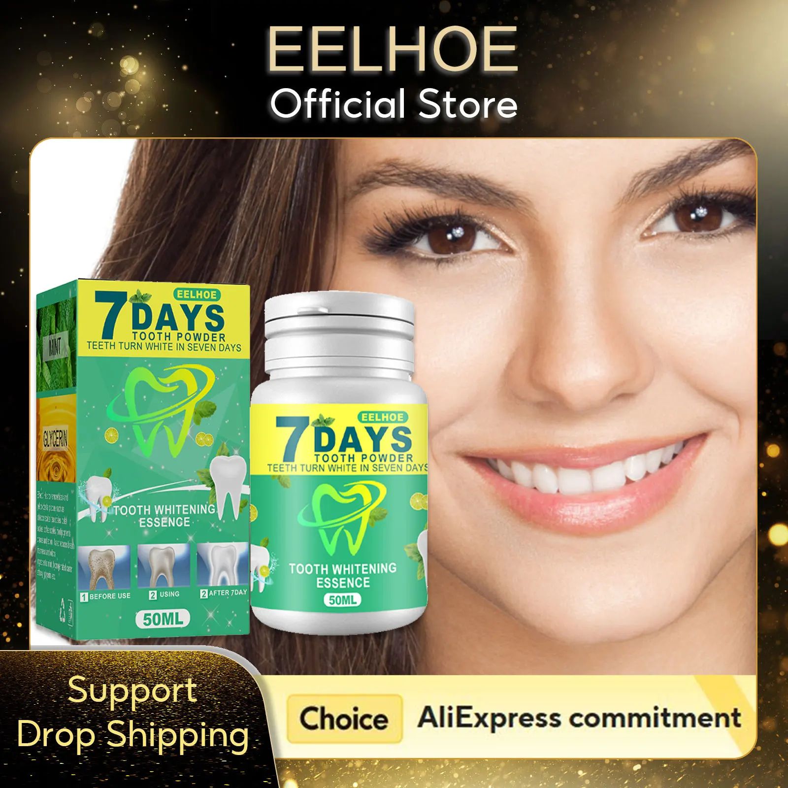 EELHOE 7 Days Teeth Whitening Powder Clean Teeth Oral Care B