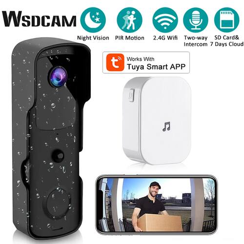 WSDCAM Inteligente Tuya WIFI Campainha Camera 1080P HD Sem F