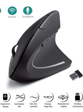 Mouse Vertical Ergon?mico 2.4GHz Mouse óptico Sem Fio 3 Aju