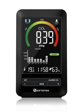 Ketotek-Detector de Gas CO2 Digital, Monitor de calidad del