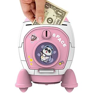 Children Piggy para Rocket brinquedo Space Cartoon Bank