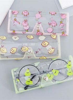 Transparente PVC Eye Glasses Box para mulheres, desenhos ani
