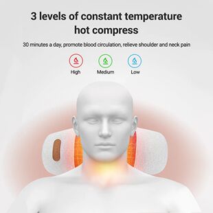 Heating Neck Massage Pillow Chiropractic Stcher Vibrate Trac