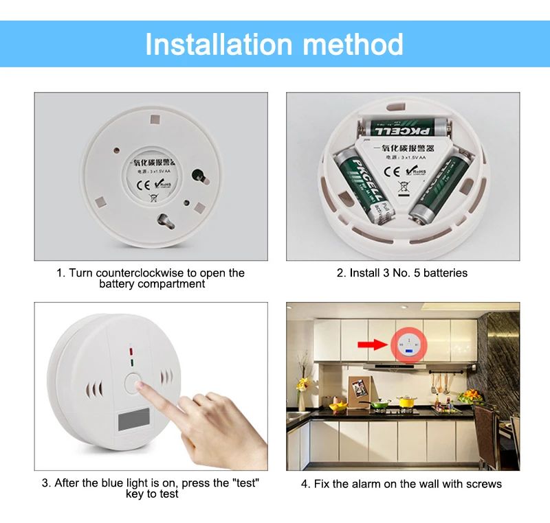 Sensor de alarma de CO independiente, Detector de monóxido