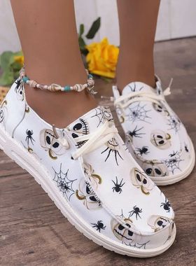 Respirável Halloween Pumpkin Printing Sneakers para mulhere