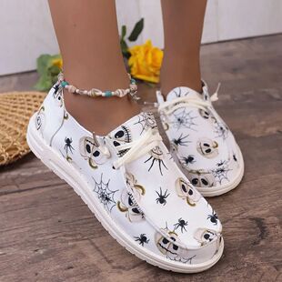Respirável Halloween Pumpkin Printing Sneakers para mulhere