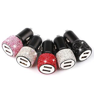 Bling-cargador USB para coche, adaptador rápido de doble pu