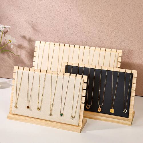 1pc bamboo wood velvet black/off white jewelry display stand