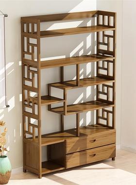 Chinese bamboo bookshelf living room display cabinet rack