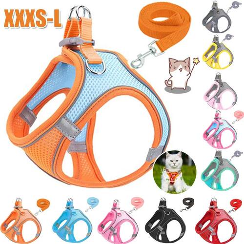 XXXS-L Reflective Pet Harness Dogs Strap with Leash Adjustab