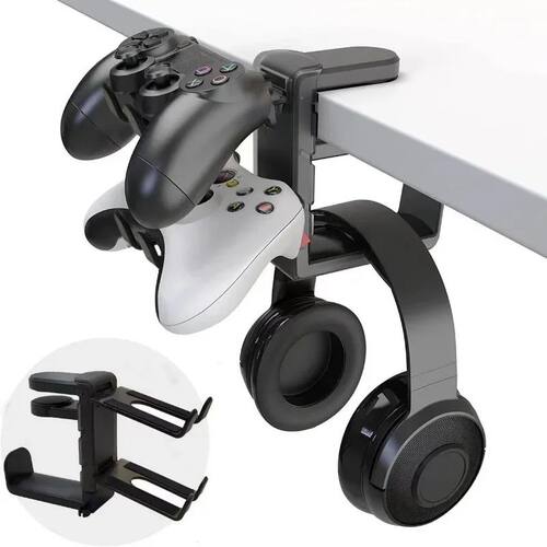 2-in-1 Gaming Headset Stand with Controller Hook - Rotating