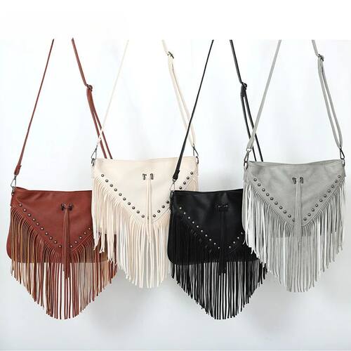 Rivet Soft Leather Trendy Casual Rivet Tassel Bag Single Sho