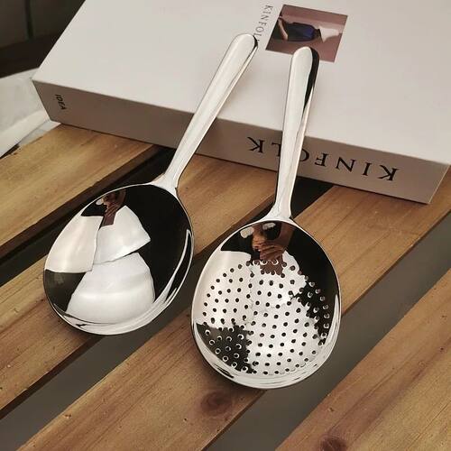 Short Handle Big Head Slotted Spoon Rice Spoon Stainless Ste