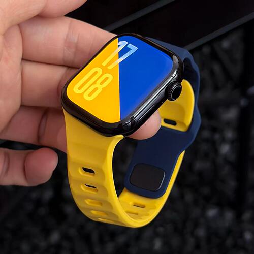 适用iwatchs11苹果手表带S10斜纹硅胶闪电扣表带applewatch98小众