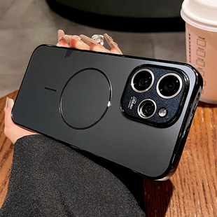 镭射细圈磁吸适用OPPOReno15手机壳肤感磨砂reno14pro镜头全包防摔reno13高级感软边reno15pro男女款 简约硬壳