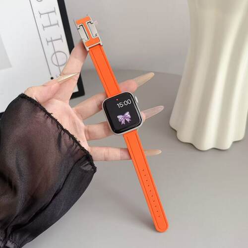 星宇橙磁吸H扣细边硅胶适用华为fit5表带fit4/fit5pro高级fit3夏