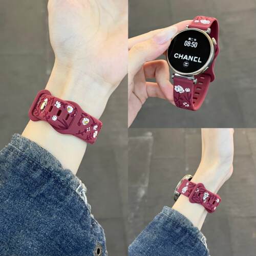 彩色雕刻玫瑰适用小米watchS5/S4手表S3表带Watch5硅胶高级舒适女