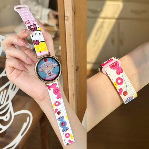 花朵kt猫磁吸适用小米watchS5/S4表带Watch5高级创意Color2硅胶带