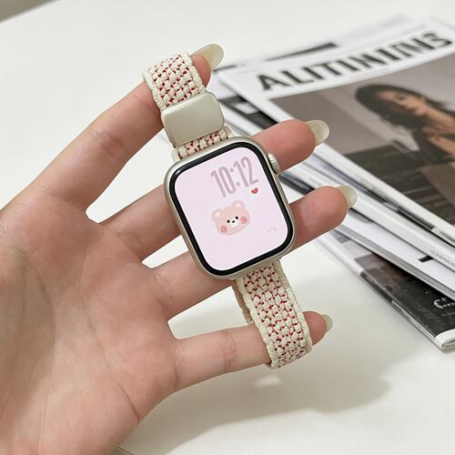 适用于iwatch10/11苹果手表带applewatch小蛮腰S9尼龙se编织表带