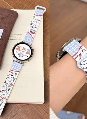卡通印花硅胶回环磁吸适用GT6华为手表GT5表带GT4/Fit4女款watch5