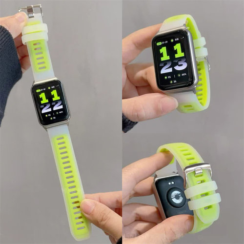 适用红米watch6/5硅胶表带新款果冻双色小米8/9pro手环华为fit3/4