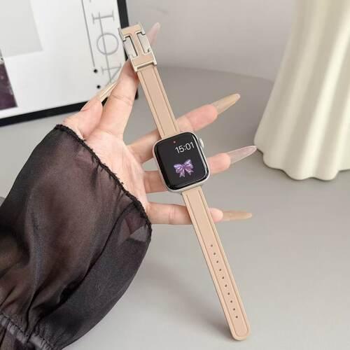 卡其色磁吸H扣细边硅胶适用华为fit5表带fit4/fit5pro高级fit3夏