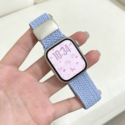 金属磁吸扣柔软尼龙表带适用s9苹果手表11iwatch1087se男女款弹力