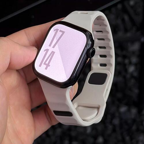 适用苹果手表s11代iwatch拼色斜切接口运动硅胶表带applewatch9se
