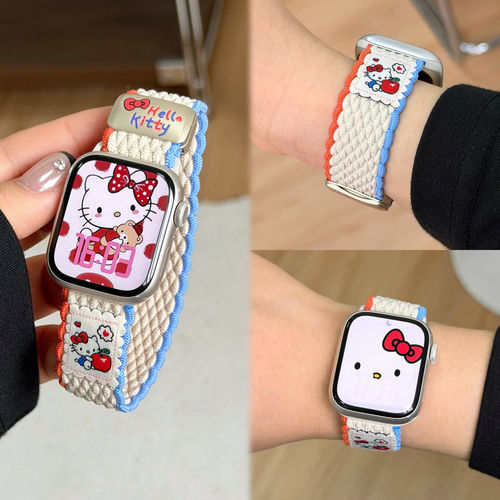 小熊kt猫编织适用华为fit5/4手表watchfit3表带尼龙运动4pro男女