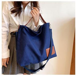 帆布包带拉链大容量斜挎封口托特包小众设计高级感新款单肩斜挎