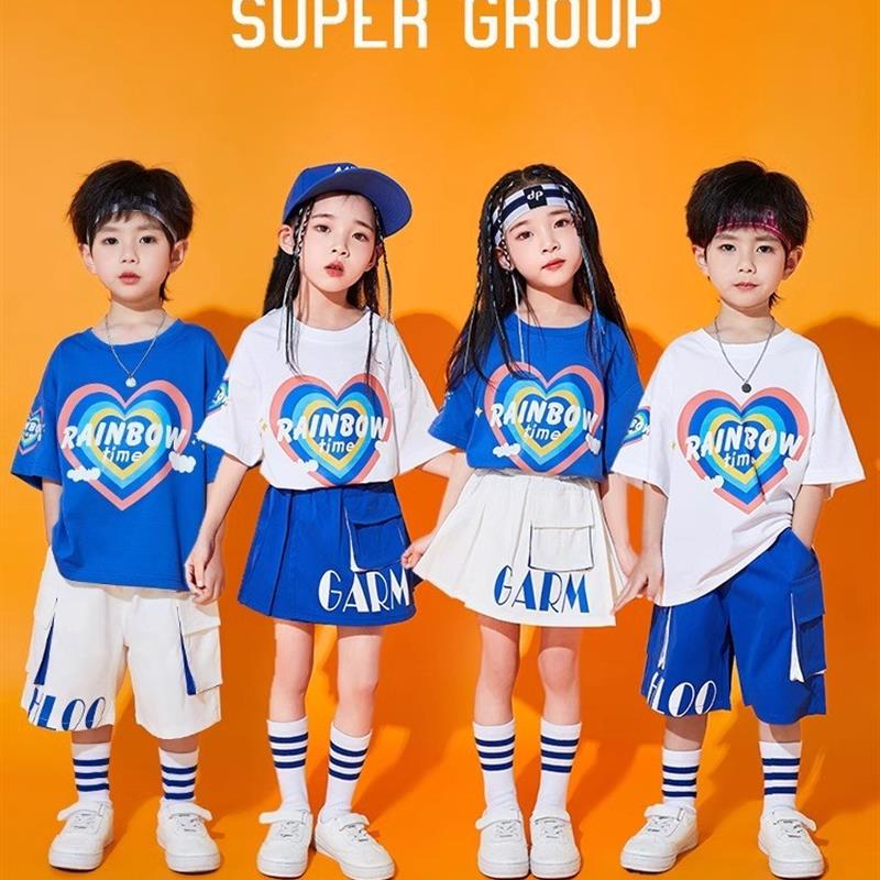 幼儿园六一舞蹈合唱表演服儿童啦啦队服装小学生运动会合唱服蓝