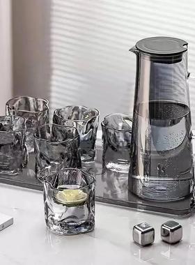 Glass Water Pitcher Set Jug Drinking Cups Drinkware Ice Tea