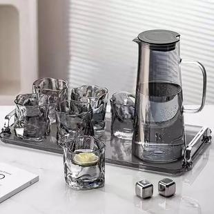 Glass Water Pitcher Set Jug Drinking Cups Drinkware Ice Tea