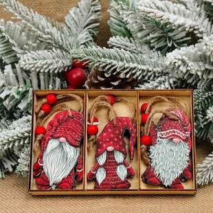 Merry Christmas Gnome Wooden Pendant Christmas Decorations F