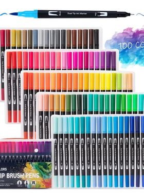12-120 Colors Felt Tip Drawing Watercolor Art Markers Pen Du
