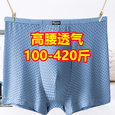 3条特大码冰丝网男士内裤高腰
