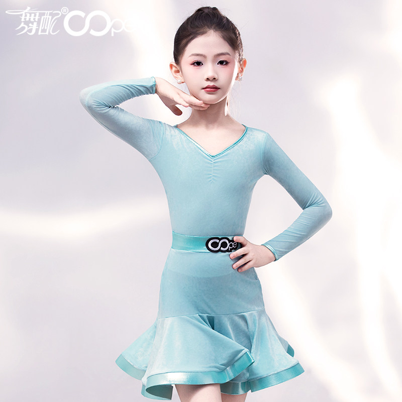 oope舞配女童拉丁冰花绒套装