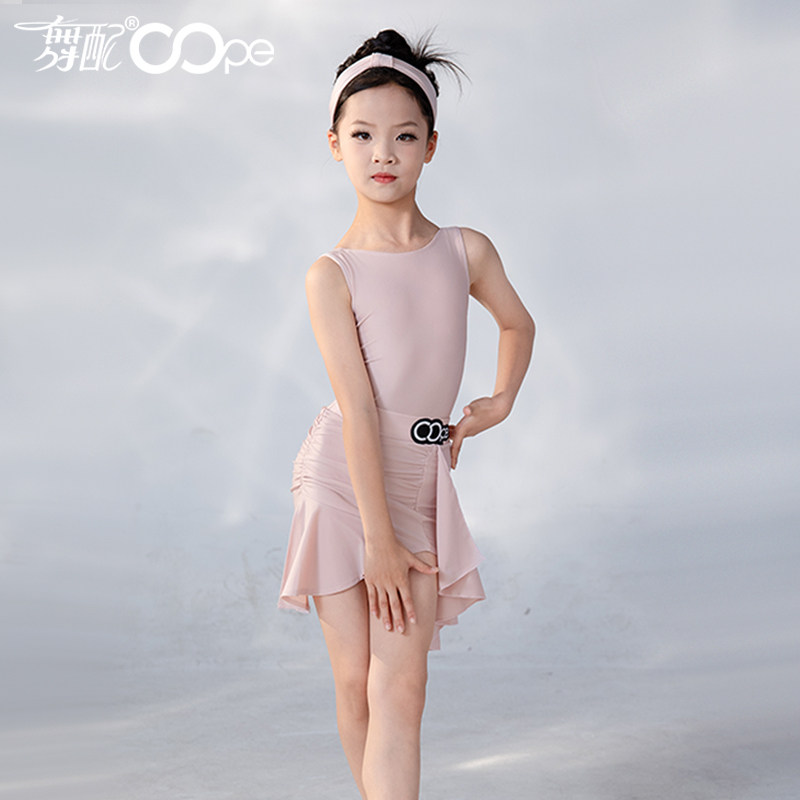 oope女童拉丁舞演出训练服粉色