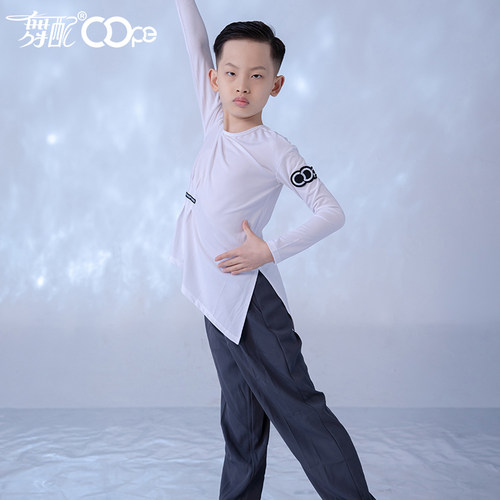 oope舞配拉丁舞服男童款黑白套装