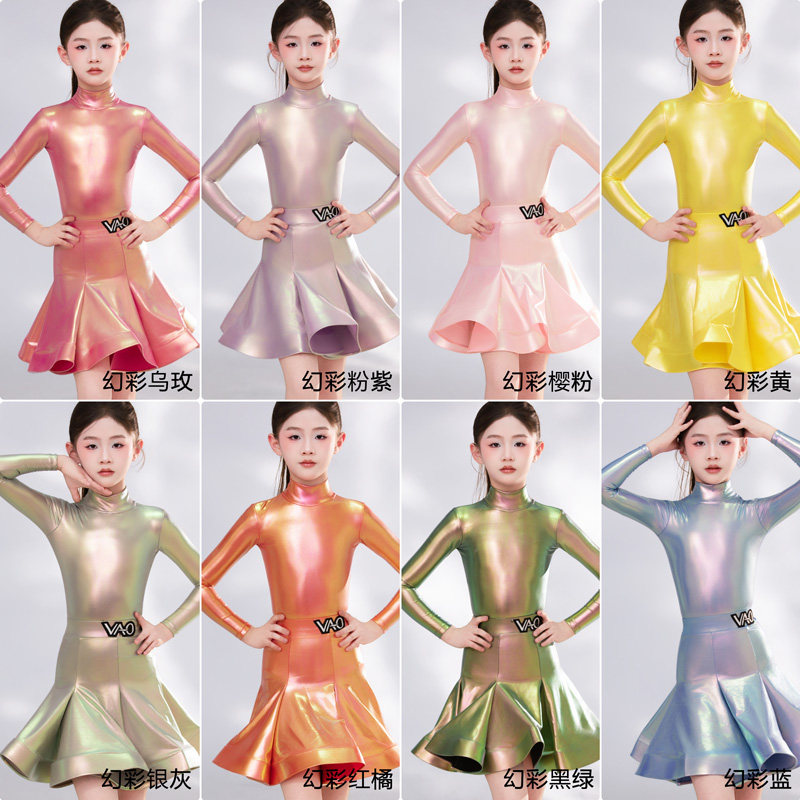 拉丁舞专业比赛服VAO舞配科技幻彩布拉丁规定服新款赛服套装TJ