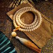 原生态白玉菩提根108颗手串莲花项链手持念珠女文玩佛珠手链礼物