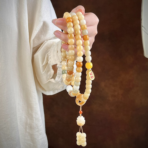 天然风化白玉菩提108颗多宝手串