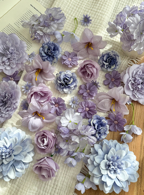 紫色仿真花diy材料假花摄影道具头饰手工背景墙花环汉服装饰花朵