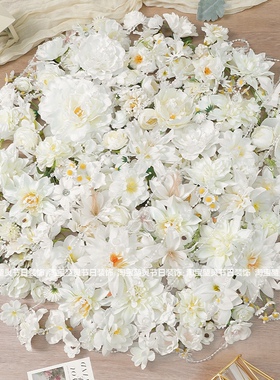 白色系仿真花朵玫瑰 绢花假花 diy手工花环材料 汉服头饰发夹配件