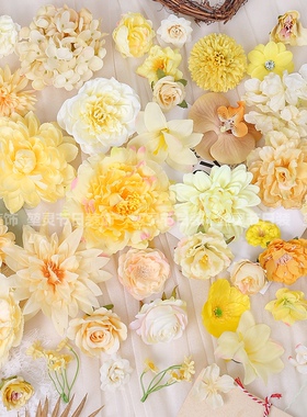 桔黄色系仿真花朵 绢花手工diy簪花花环头饰材料 花艺素材装饰花