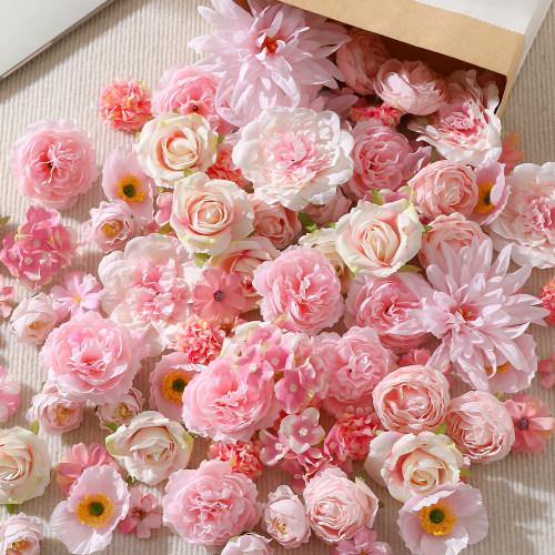 粉色系仿真花头DIY材料