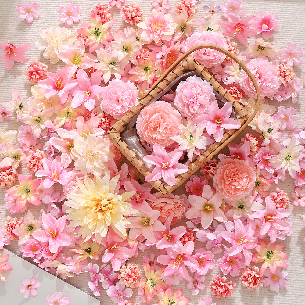 粉色系仿真花绢花混搭材料包 DIY团扇痛包谷美手工作假花配件素材,家居饰品,仿真花/假花,淘宝优惠券,粉丝福利购,淘宝优惠卷