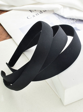 diy手工簪花制作材料发饰头箍黑色全包布发箍 简约布艺宽发箍黑